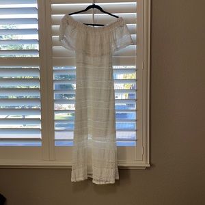 NWT white lace off the shoulder midi dress